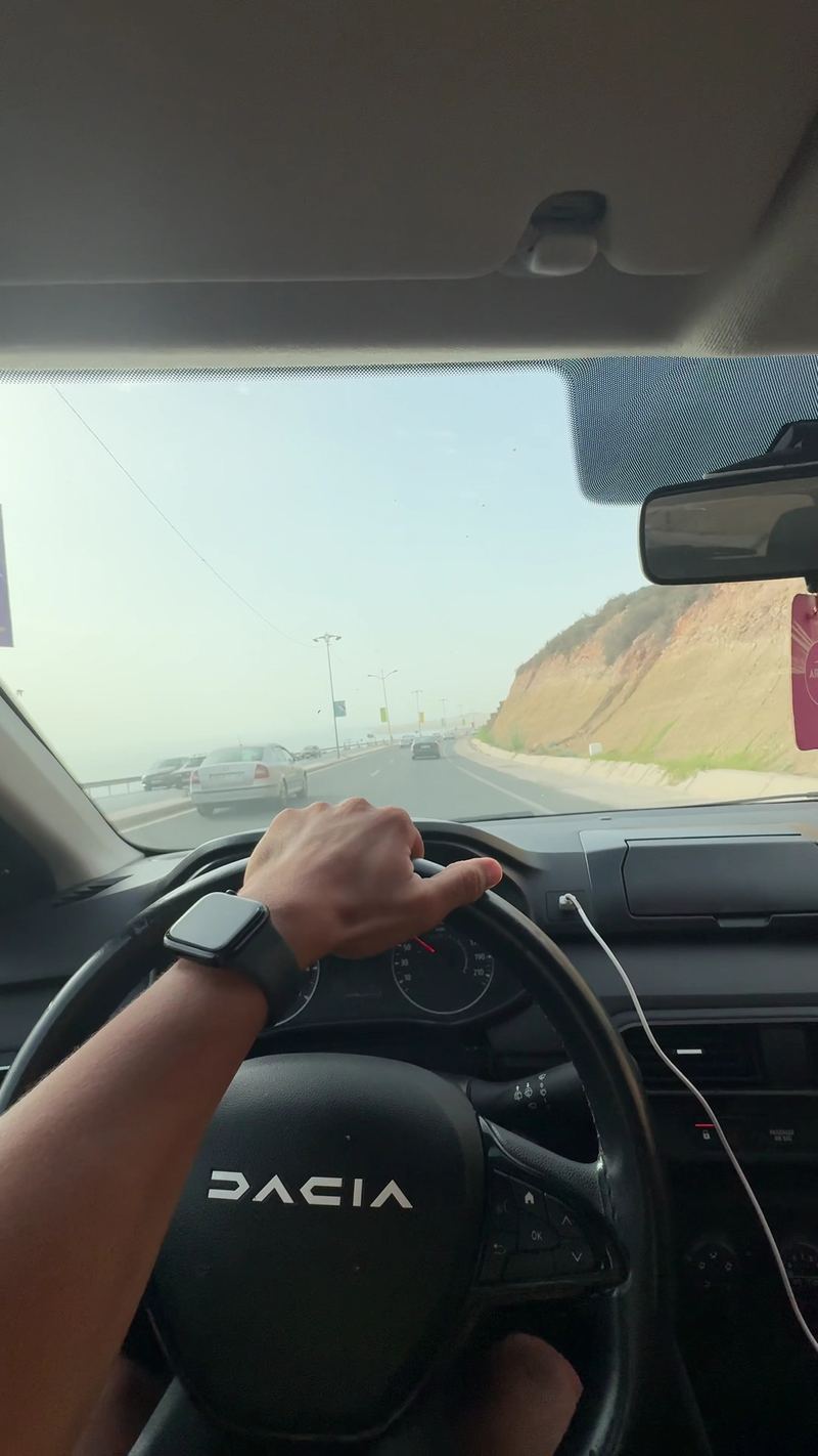 Driver's view from a Dacia on the Agadir coastal road